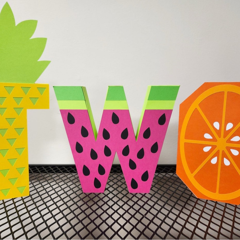 Colorful Fruit-Themed Decorative Letters TWOtti Fruitti Birthday decorations